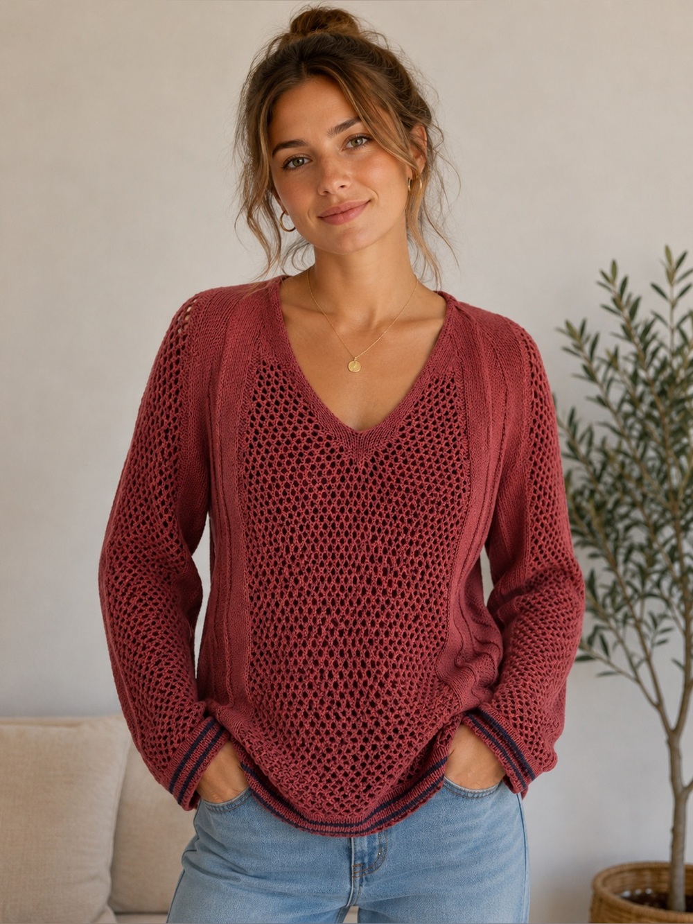 Free People Rosewood Crochet Hooded Tunic